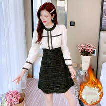 미루시노 여성 겨울 따뜻한 오피스룩 일상룩 블라우스 일체형 원피스 RUN4986