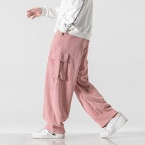 Vintage Corduroy Wide Leg Pants Men Baggy Black Cargo Trousers Male Retro Japanese Streetwear Hip Ho