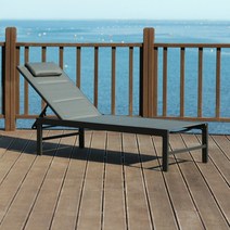 하늘창 나폴리 비치 수영장 리조트 썬베드 (5단계 등받이조절) 쿠션헤드 높이조절 베이직 썬베드 2colors, 그레이