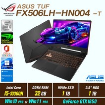 ASUS TUF FX506LH-HN004 + Win10 Pro / Win11 Pro 포함 / GTX1650, 32GB, 2TB, 인텔 코어 i5 10300H, 본파이어 블랙