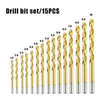 향타기 땅파기 샷시 공사 드릴 머신기 전기 착암기 cobalt steel twist drill bit m35 stainless steel tool set 티타늄 금속 드릴, 15pcs 6542 코발트