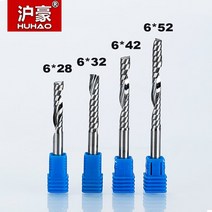 라우터 비트 HUHAO-6mm 싱글 플루트 나선형 커터 3A 품질 CNC 라우터 비트 목재 아크릴 PVC MDF 엔드, 07 6mmX6mmX32mm