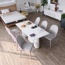 이즈네이처 루미 템바보드 포세린 세라믹 6인용식탁, 화이트, 6인 식탁단품