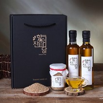 [참다올]향진당 국산 참기름 300선물세트 2호(참기름300ml 들기름300ml 볶은참깨60g 볶은검정깨60g)