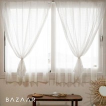 나폴리 뜨개 느낌 레이스 가리개 커튼(창문형/140x150)2장+끈