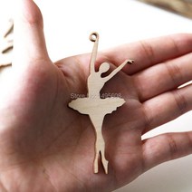 공예용 나무 발레리나 - 레이저 커팅, 5cm, 100개, 1개