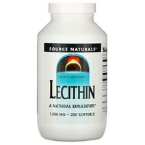 소스내츄럴스 레시틴 1200mg 소프트젤 글루텐 프리 무설탕, 200개입, 1개