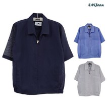 에스엠진 SMJ1129 어르신 반팔 카라 점퍼 린넨 st 여름 점퍼