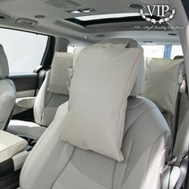 VIP 더편한 리무진 엠보 순정형 가죽 에어필링 차량용 목쿠션, 더편한 에어필링 목쿠션 웜그레이, 1개