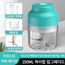 미니 믹서기 야채 고기 분쇄기 멀티 이유식 다지기 마늘 3칼날 전동 분쇄 만능 다지기, 250ML, 파랑