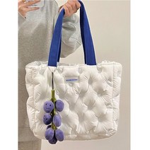 Bag 펀칭 화이트 블루 패딩 토트백 화이트