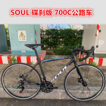 입문로드자전거 로드 바이크 라이딩 자전거 대만 SOUL 프로 입문형 700C 탄소섬유 프런트 포크 수동 등판 경진대회 디스크 브레이크 카, 03 14스피드디스크 브레이크 수동 통합형 검푸르다