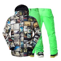 GS 남성 스노우웨어 재킷 + 스키 팬츠 아웃도어 스포츠 스노우보드 슈트 세트 방수 방풍 겨울 의류 의상, 05 picture jacket pant_02 M