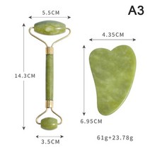 비취 스톤 페이셜 마사지 롤러 1 세트 페이스 케어 천연 그린 과샤 스크레이퍼 얇은 리프트 뷰티 슬리밍 도, 01 A3