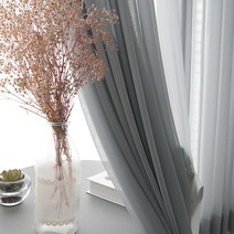 디자인누비 거실 안방 나비주름 핀형 스탠다드 쉬폰 속커튼 그레이 70X165cm
