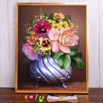 보석십자수 창업 도구 백합 꽃 인쇄 11CT 크로스 스티치 키트 DIY 자수 DMC 스레드 공예 수제 수공예 그림, HMA70104_40x50_11CT 면사