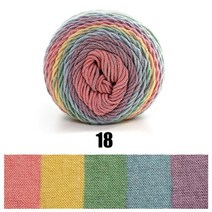자이언트얀 뜨개질 100g 193m 레인보우 세그먼트 염색 원사 5 가닥 양모 diy 수제 니트 아기 스웨터 모자 스카프 소파 쿠션 케이크 원사, 1개 18개