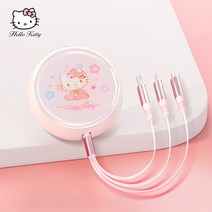 산리오 3in1 충전 케이블 릴타입 귀여운 멀티 USB 케이블 헬로키티 시나모롤, G, 1mcm