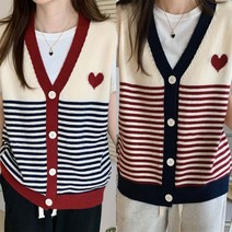 새로본 (봄가을)비2036하트단J 여성조끼 여자니트 베스트
