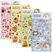 스티커월드 몰랑금박스티커 포인트에 금박이 1세트4개