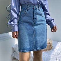 델레브 4부 미디청치마 데님스커트 2col