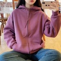 티데일리 남녀공용 노멀톤3단 기모 무지 오버핏 빅사이즈 후드집업