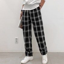 남성용 일자핏 체크바지