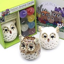 [더허브] 흰뿔 부엉이 캔들세트 2종, 화이트