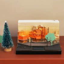 Omoshiroi 블록 메모장 큐브 155 시트 거리 건물 미니 메모 패드 찢을 수 있는 스티커 메모 귀여운 문구 창의적인 선물 3D 3D 메모지 떡메모지제작 3D, KOREA, Love camera