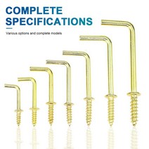 30pcs 스퀘어 벤드 후크 키트 황동 도금 L 자형 직각 나사 후크 셀프 태핑 나사 걸이 용 후크, 30개, 7/8, 30개