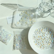 샤론델 글래스 투명 오로라 팬던트 4종 케이스 세트 1-5088 비즈팔찌 키링만들기 재료, 2.키트+본드+우레탄줄0.5mm(15m)