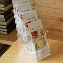A6 4단 꽂이[4609]/ 아크릴 리플렛 거치대 / 전시회 전단지 박람회 카다로그 매장 팜플렛 회사 브로셔 케이스 / 홍보물 인쇄물 서류 POP 진열대, 기본