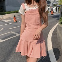 민소 뷔스티에 미디 린넨 플리츠나시 하객 서스펜더 점프수트 포켓 멜빵 원피스 슬림어깨끈