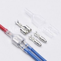 10/20/50sets 4.0mm 황동 남성 여성 총알 압착 단자 더블 와이어 커넥터 1 2 투명 외장 구색 키트, 50Set(Silver)