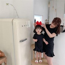 해외엄마랑딸 커플 여아 반팔 여름 원피스 코튼 주름 미니 머메이드 프릴 롱원피스 5컬러