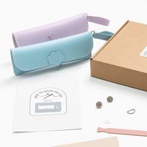 ms 민화샵 가죽 코튼캔디필통 가죽필통만들기 바느질, 블루