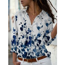 코디하기 좋은 데일리 코디룩 단정하고 세련된 블라우스 셔츠 캐주얼 긴 소매 대형 사이즈 셔츠 탑 여성용