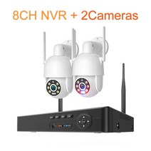 베이비모니터 스마트홈 펫 강아지 카메라 CCTV Techage-8CH 5MP 무선 와이파이 시스템 컬러 나이트 비전 PTZ 보안 비디오 감시 키트 2 웨이 오디오 자동 추적, [02] 1T, [01] 8CH NVR and 2 Camera