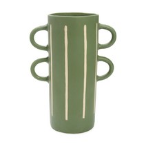 고급 화병 THE CONRAN SHOP 더콘란샵 왁스 레지스트 스트라이프 핸들 유리 꽃병 인테리어 오브제 심플 모던 꽃꽂이병, Green, 녹색