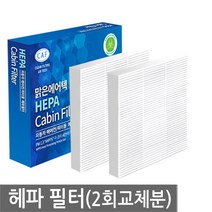 맑은필터 1+1 PM0.3 헤파 초미세먼지 차량용 자동차에어컨필터(2회교체분), 048HP(2개)-크루즈/말리부/트랙스
