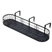 MK 베란다 화분걸이대 일반 난간용 (라운드 100 X 20cm) 난간고리 3P, 블랙