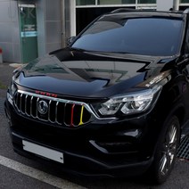 JSTAR 렉스턴스포츠 칸 그릴상단 프론트 가니쉬 데칼스티커 익스테리어 악세사리 몰딩 용품, C.타입