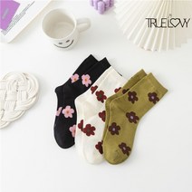 [3컬레세트] 트루러비 빌텐 이쁜 패션 베이직 트렌드 복고풍 트위스트 스타일 사랑스러운 러블리 새로운 눈에뛰는 시선집중 귀여운 꽃무늬 심플한 상큼한 중목양말