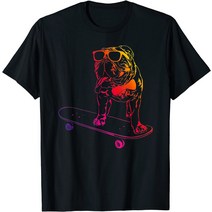 Funny Skateboard 잉글리쉬 불독 스케이트보드 개 애인 개 티셔츠