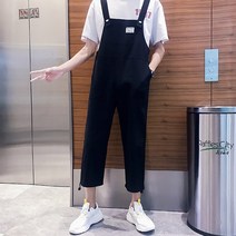 노블럼 남자 멜빵바지 오버롤 점프수트 9부팬츠 블랙 베이지