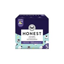 The Honest Company 클린 컨셔스 오버나이트 기저귀 | 식물 기반의 지속 가능한 | 졸린 양 | 클럽 박스 크기 5(27+ lbs) 44개, 사이즈 5