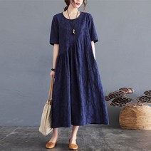 여름 자카드 플라워 셔링 면 롱 원피스 중년여성옷 40 50대 엄마옷 마담 빅사이즈