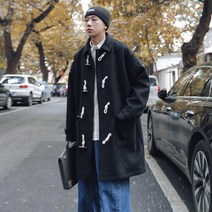 남자 모직 떡볶이 코트 두꺼운 봄 가을 겨울 간절기 데일리 심플 무지 외출 칼라 상의 아우터 wool coat men KB0461