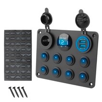 카라반 캠핑카 부품 수리용품 24v 12v 8 갱 스위치 패널 라이트 토글 usb 충전기 어댑터 볼트 테스트 해양 보트 트럭 트레일러 rv 캐러밴 자동차 액세서리, 씨엔, 파란색