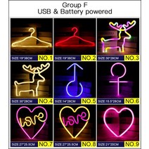 네온사인 룸인테리어LED 네온 불빛 많은 모양 야간 조명 로그인 램프 USB 더블 전원 실내 크리스마스 웨딩, 06 F_04 4